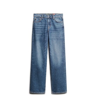 Superdry Calças de ganga azuis de cintura média e perna larga