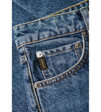 Superdry Calças de ganga azuis de cintura média e perna larga