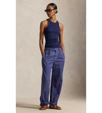 Polo Ralph Lauren Pantalon décontracté en coton avec pinces bleues