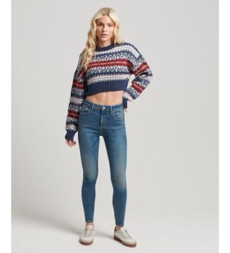 Superdry Calças de ganga skinny de cintura subida em algodão orgânico azul