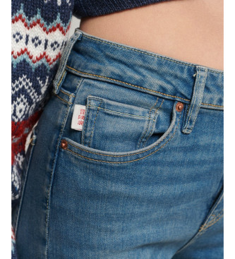 Superdry Calças de ganga skinny de cintura subida em algodão orgânico azul