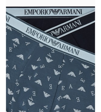Emporio Armani 3er-Set blaue elastische Boxershorts
