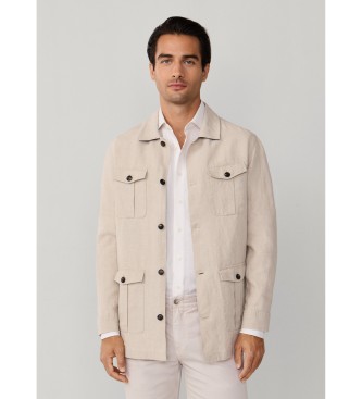 Hackett London Sobrecamisa de lino beige