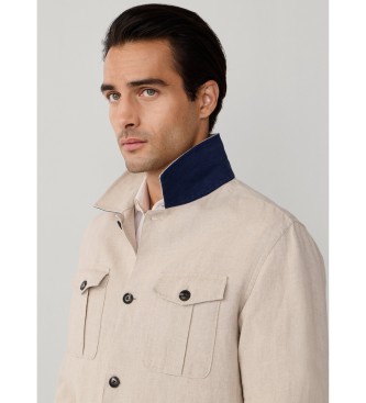 Hackett London Sobrecamisa de lino beige