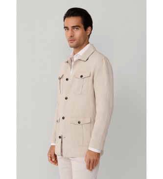 Hackett London Sobrecamisa de lino beige