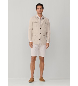 Hackett London Sobrecamisa de lino beige