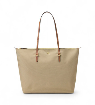 Lauren Ralph Lauren Keaton velika najlonska tote torba bež barve