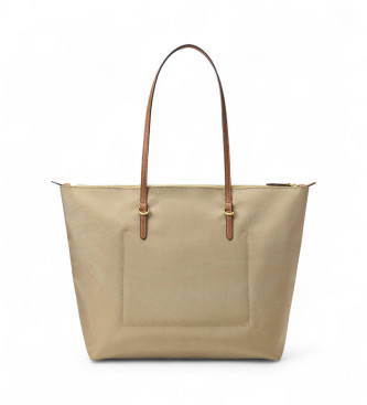 Lauren Ralph Lauren Keaton velika najlonska tote torba bež barve