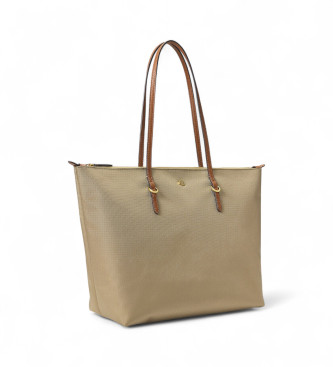 Lauren Ralph Lauren Keaton velika najlonska tote torba bež barve