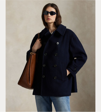 Polo Ralph Lauren Cappotto in melton di lana blu marino