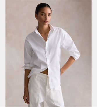 Polo Ralph Lauren Camisa de algodão de corte descontraído branca