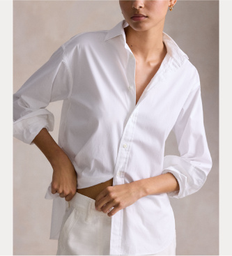 Polo Ralph Lauren Camisa de algodão de corte descontraído branca