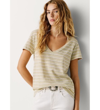 Pepe Jeans Beżowa koszulka Megan Striped