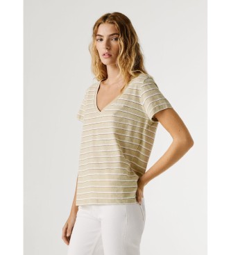 Pepe Jeans Beżowa koszulka Megan Striped