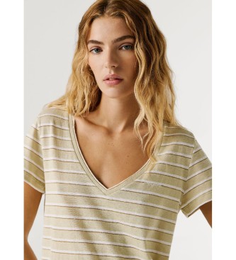 Pepe Jeans Beżowa koszulka Megan Striped
