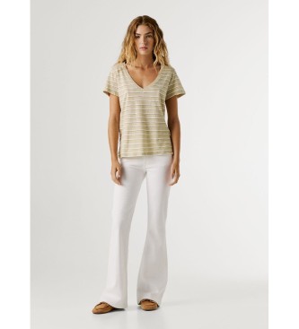 Pepe Jeans Beżowa koszulka Megan Striped
