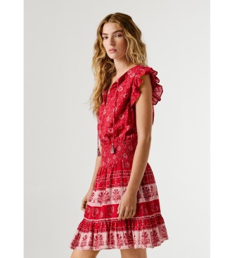 Pepe Jeans Czerwona sukienka Cyra