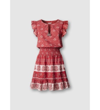 Pepe Jeans Czerwona sukienka Cyra