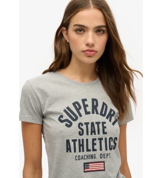 Superdry Grå, figursydd T-shirt med tryck i Athletic-stil
