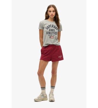 Superdry Grå, figursydd T-shirt med tryck i Athletic-stil