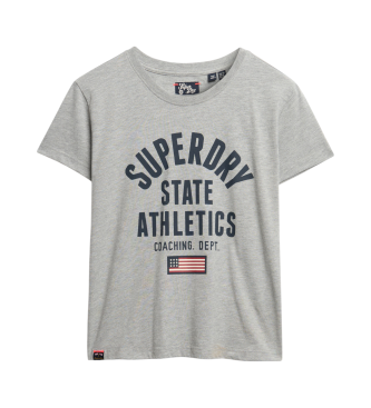 Superdry Grå, figursydd T-shirt med tryck i Athletic-stil