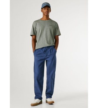 Pepe Jeans Pantaloni blu in popeline, vestibilità comoda e rilassata.