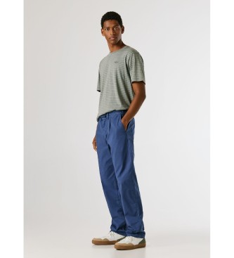 Pepe Jeans Pantaloni blu in popeline, vestibilità comoda e rilassata.