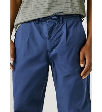 Pepe Jeans Pantaloni blu in popeline, vestibilità comoda e rilassata.