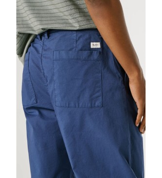 Pepe Jeans Pantaloni blu in popeline, vestibilità comoda e rilassata.