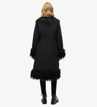 Superdry Lang afghansk frakke i sort