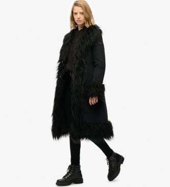 Superdry Lang afghansk frakke i sort