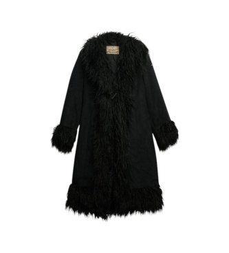 Superdry Lang afghansk frakke i sort