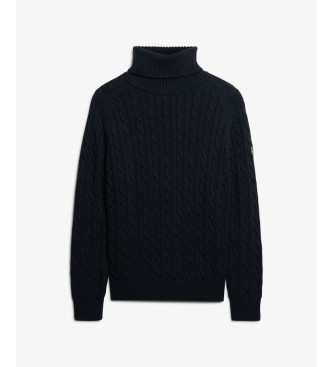 Superdry Jersey de Ochos Holgado Cuello Vuelto marino
