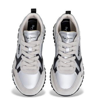 Pepe Jeans Ari Shine-skor i läder, silverfärgade