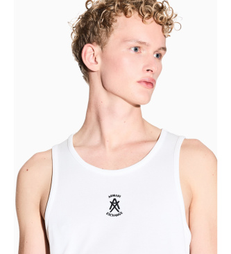 A|X Armani Exchange Koszulka bez rękawów z prążkowanym wzorem i białym logo