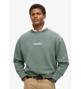 Superdry Løs sweatshirt med rund hals og trykt mikro-logo blå
