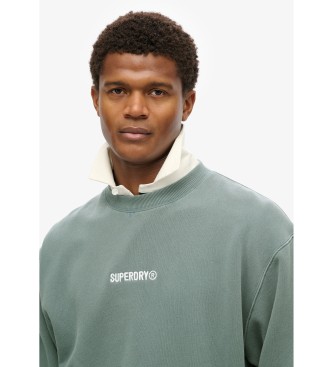 Superdry Løs sweatshirt med rund hals og trykt mikro-logo blå