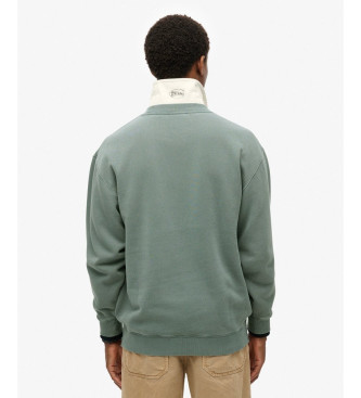 Superdry Løs sweatshirt med rund hals og trykt mikro-logo blå