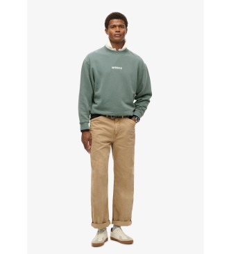 Superdry Løs sweatshirt med rund hals og trykt mikro-logo blå