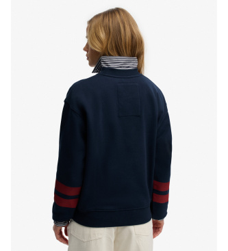 Superdry Majica z dolgimi rokavi Varsity Script Loose, temno modra