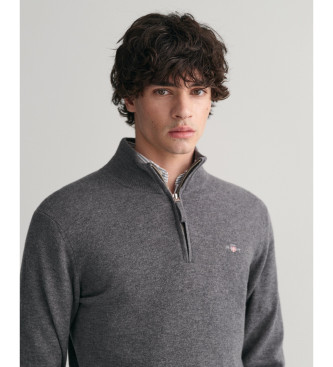 Gant Baumwollpullover mit halbem Reißverschluss, Casual-grau