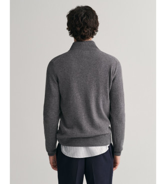 Gant Baumwollpullover mit halbem Reißverschluss, Casual-grau
