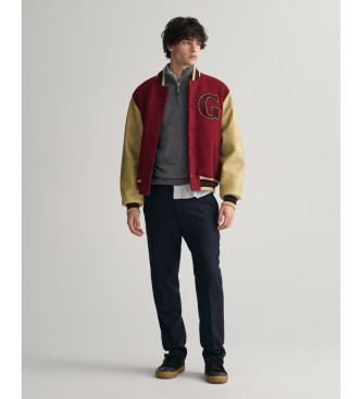 Gant Baumwollpullover mit halbem Reißverschluss, Casual-grau