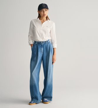 Gant Elastyczna koszula Oxford Slim Fit biała