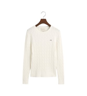 Gant Weißer Pullover mit Rundhalsausschnitt