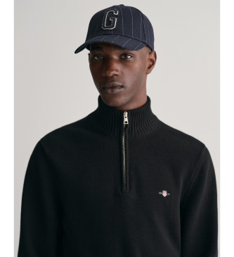 Gant Black cotton half-zip sweater