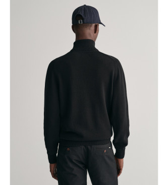 Gant Black cotton half-zip sweater