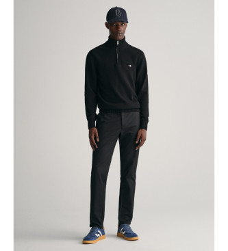 Gant Black cotton half-zip sweater