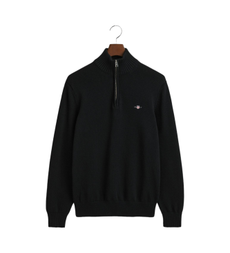 Gant Black cotton half-zip sweater