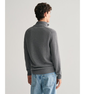 Gant Jersey de algodón con media cremallera Casual gris oscuro
